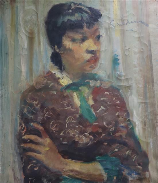 Italian School, 20th century, oil on canvas, portrait of a woman, 60 x 50cm